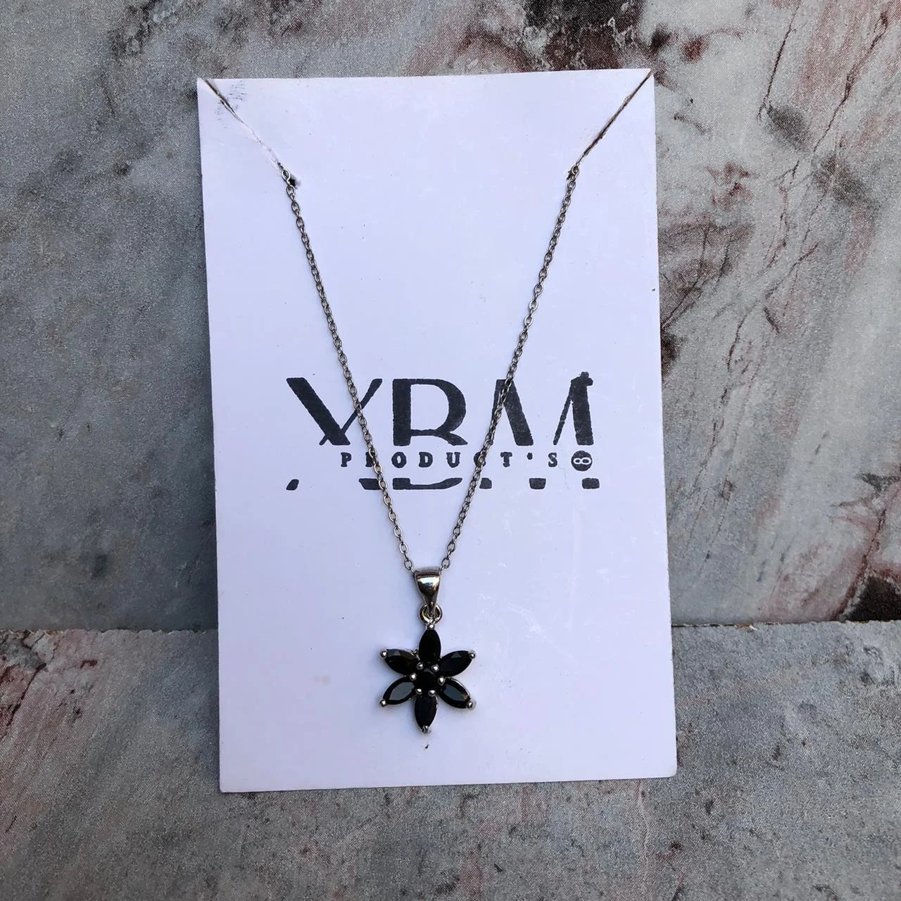 18KGP Blackstone Flower Pendant