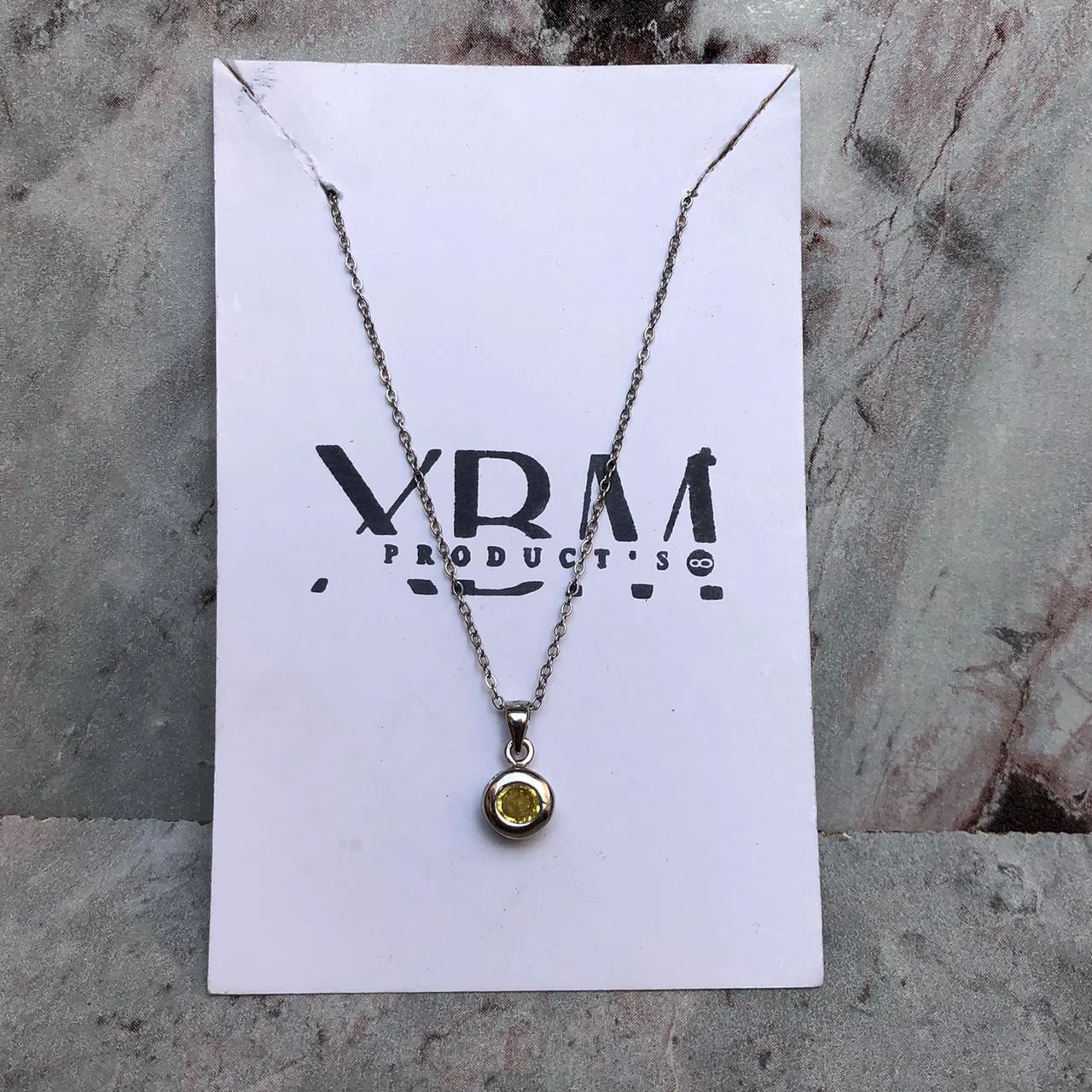 18KGP Round Yellow Gemstone pendant