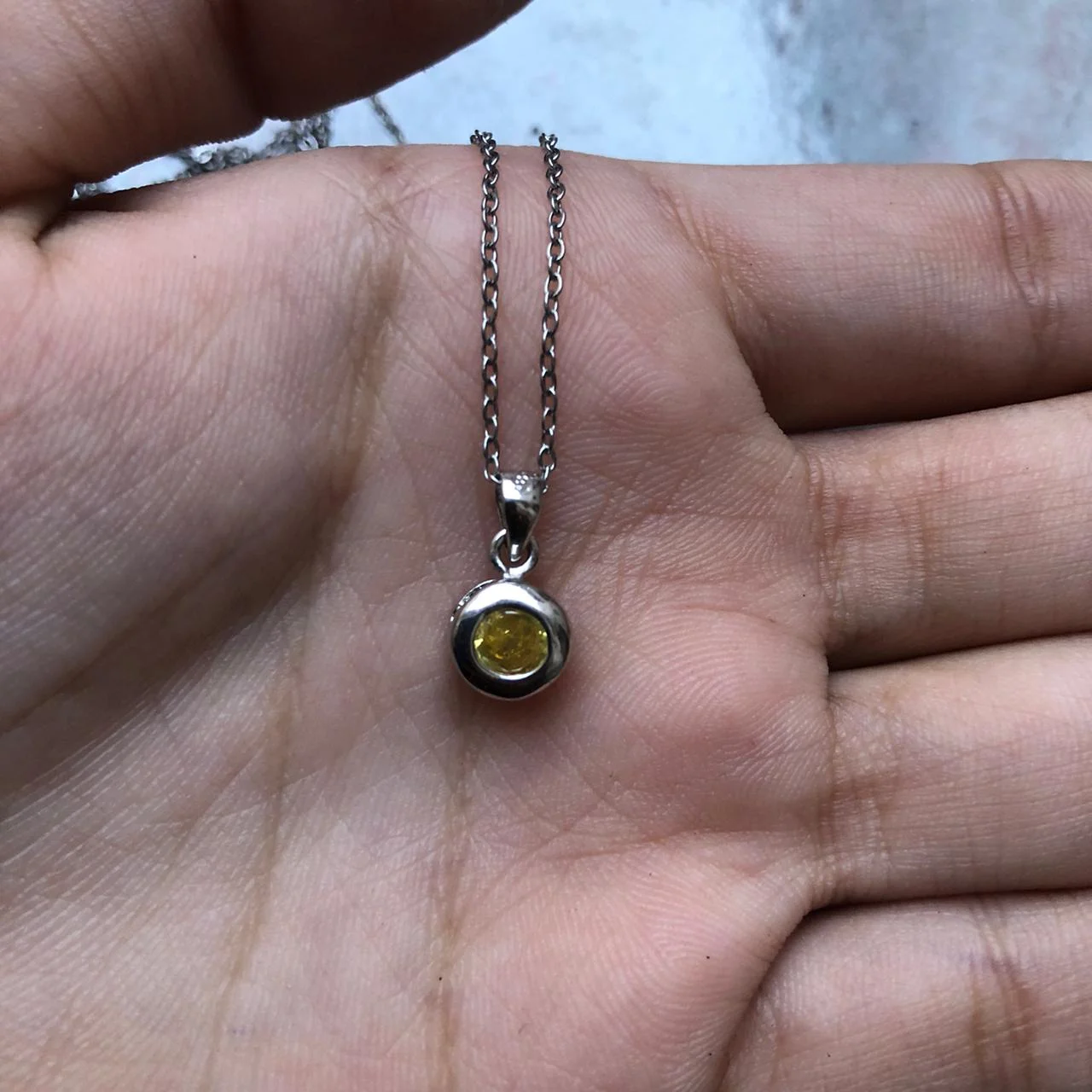 18KGP Round Yellow Gemstone pendant - Image 2